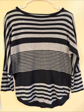 Market & Spruce Black and Gray Striped Knit Top
